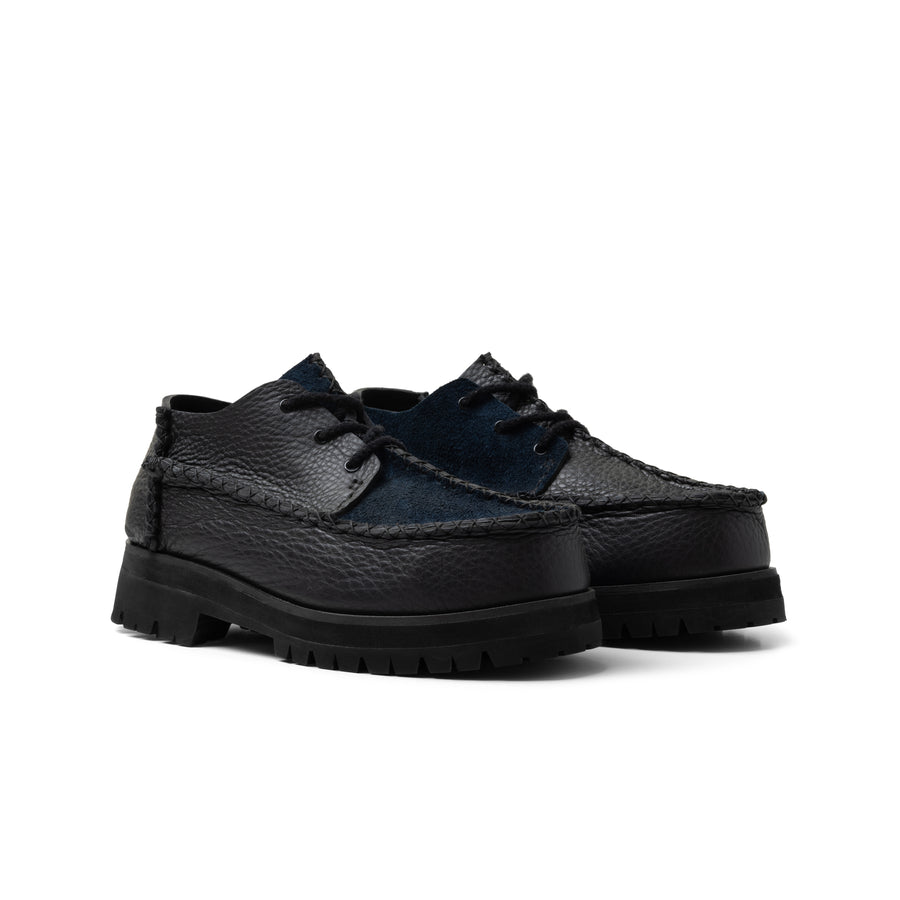 Six Stitch - Black Grain Leather/ Blue Suede